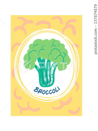 Broccoli Poster With Hand Drawn Texture 137874879