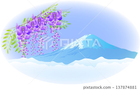 Wisteria blossoms and Mount Fuji scenery 137874881