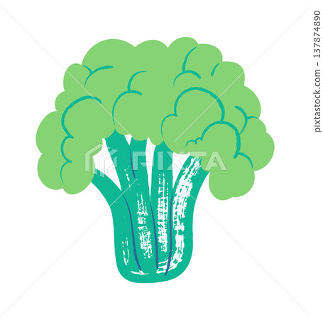 Broccoli Head With Textured Stalk Cartoon 137874890
