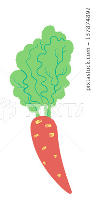 Carrot With Leafy Tops Cartoon 137874892