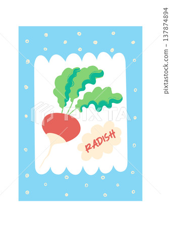 Radish Poster With Leafy Tops Cartoon 137874894