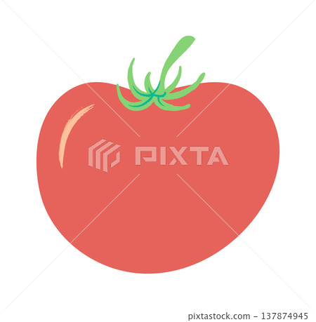 Tomato Whole With Stem Cartoon Tomato Whole With Stem Cartoon 137874945