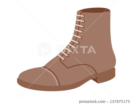 Brown chunky lace ankle boot women flat pair. Padded collar with lug tread hiking, red carpet, photoshoot, adventure.  137875173