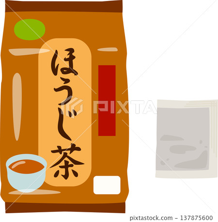 袋裝烘焙綠茶和茶包 袋裝烘焙綠茶和茶包 137875600