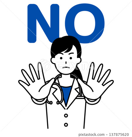 The female doctor said NO, holding up both hands to stop it. The female doctor said NO, holding up both hands to stop it. 137875620