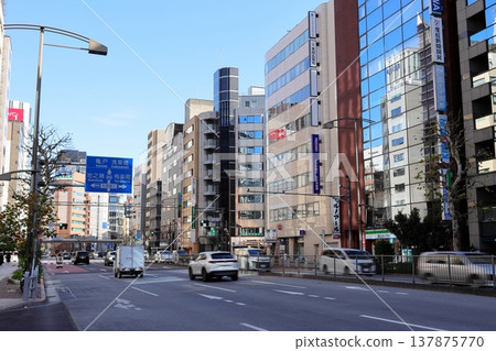 Tokyo cityscape: Kanda Awajicho intersection, Chiyoda Ward. Tokyo cityscape: Kanda Awajicho intersection, Chiyoda Ward. 137875770