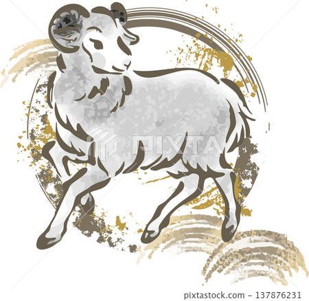 2027 年新年賀卡:羊(羊年)水墨插畫,水墨圈,手繪水墨畫,水彩,日式現代風格,新年,新年賀卡素材。 2027 年新年賀卡:羊(羊年)水墨插畫,水墨圈,手繪水墨畫,水彩,日式現代風格,新年,新年賀卡素材。 137876231