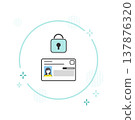 A simple vector illustration featuring a My Number Card and a key icon to represent personal information protection and security. 137876320