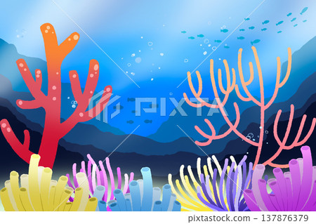 Thumbnail of fish and coral reefs on the seabed 137876379