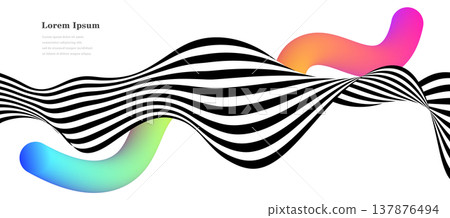 Geometric Abstract Stripes Waves Water Colorful Background 137876494