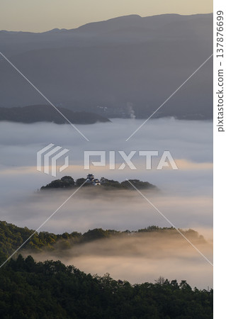 在天空Echizen小野城堡的城堡 在天空Echizen小野城堡的城堡 137876699