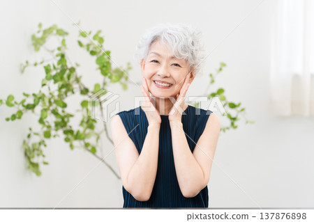 Senior woman doing skin care Beauty image Senior woman doing skin care Beauty image 137876898