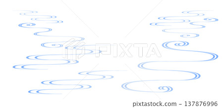 Flowing water pattern background illustration, Japanese style, wave pattern, auspicious motif 137876996