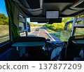 Exploring Tuscany by Road from a Bus Interior View 137877209