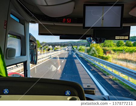 Discover Scenic Road Travel Through the Tuscan Countryside from Bus View 137877211