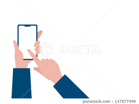 左手拿著智慧型手機的向量圖。 137877499