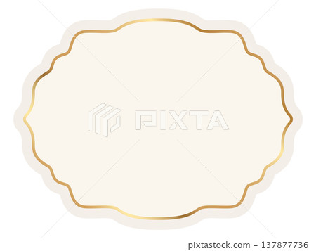 Vintage label and badge shape. Retro label, luxury vintage frame, royal wedding insignia, sale sticker. Ornamental label frame. 137877736