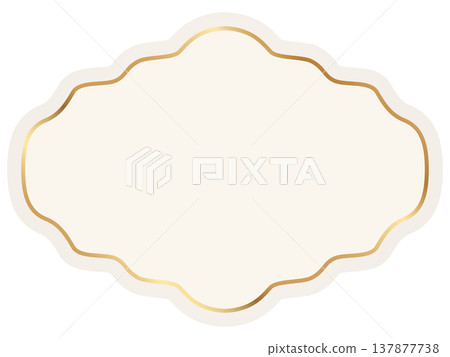 Classic vintage label with elegant gold frame and beige background. Decorative badge for premium packaging, wedding invitations and boutique branding Classic vintage label with elegant gold frame and beige background. Decorative badge for premium packaging, wedding invitations and boutique branding 137877738