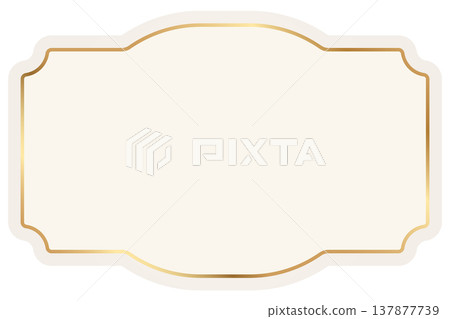 Classic vintage label with elegant gold frame and beige background. Decorative badge with golden border for certificate, premium packaging, wedding invitations, boutique branding. Vector illustration Classic vintage label with elegant gold frame and beige background. Decorative badge with golden border for certificate, premium packaging, wedding invitations, boutique branding. Vector illustration 137877739