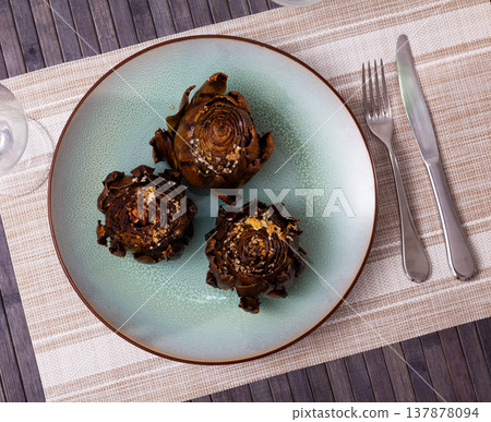 Appetizing dish of artichokes 137878094