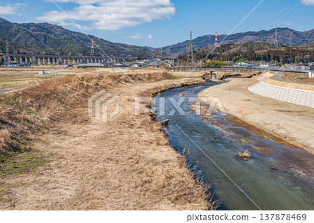流入琵琶湖的清澈溪流,大川,位於滋賀縣長濱市西淺井町 流入琵琶湖的清澈溪流,大川,位於滋賀縣長濱市西淺井町 137878469