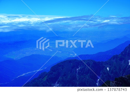The townscape of Azumino as seen from Goryu-dake mountain. 137878743