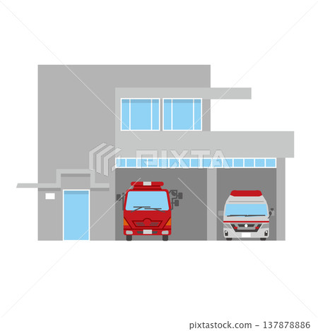 Fire station building illustration Fire station building illustration 137878886