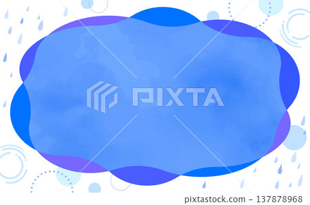Watercolor-style rain simple frame 6_horizontal 137878968
