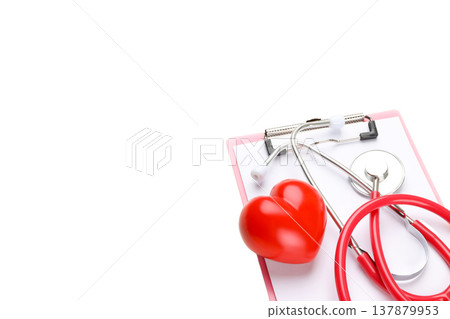 Stethoscope and heart shape on clipboard, isolated, PNG Stethoscope and heart shape on clipboard, isolated, PNG 137879953