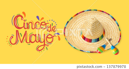 Maracas and a sombrero are ready for Cinco de Mayo Maracas and a sombrero are ready for Cinco de Mayo 137879978