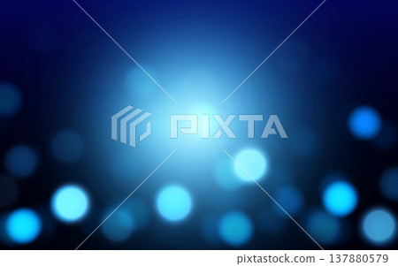 Blue Abstract Bokeh Light Background with Soft Glowing Blur and Dark Gradient 137880579