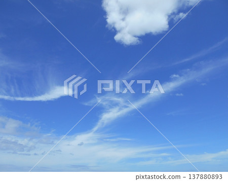 White clouds flowing in the blue sky White clouds flowing in the blue sky 137880893