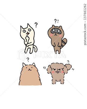 一組可愛的動物插圖,它們似乎在思考什麼。 一組可愛的動物插圖,它們似乎在思考什麼。 137881262