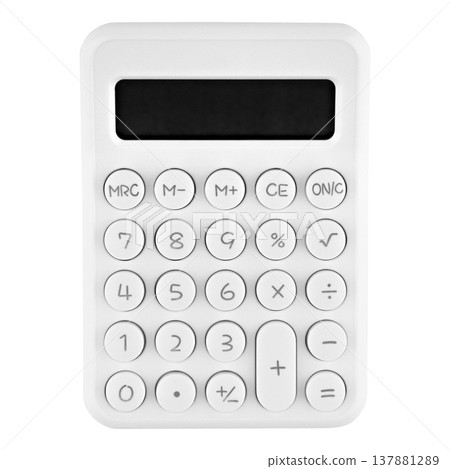 White calculator isolated on white background White calculator isolated on white background 137881289