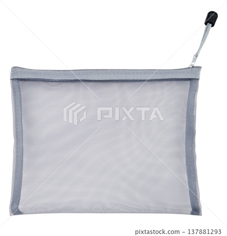 Gray cosmetic bag isolated on white background Gray cosmetic bag isolated on white background 137881293