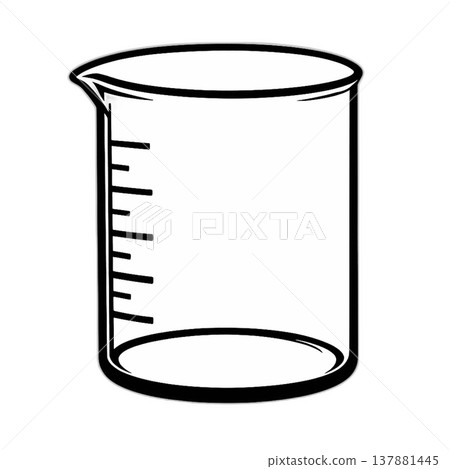 燒杯的簡筆畫插圖，可用於科學實驗和教學材料（由人工智慧產生） 137881445