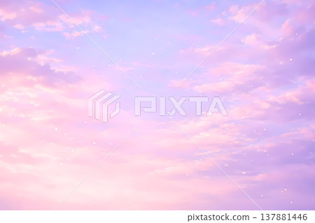 柔和夢幻的粉紅彩天空和雲朵背景素材（由人工智慧生成） 137881446