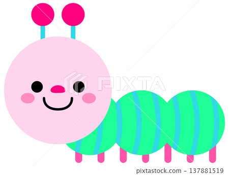 Cute Caterpillar Character with Smiling Face for Spring Garden Nature Cute Caterpillar Character with Smiling Face for Spring Garden Nature 137881519