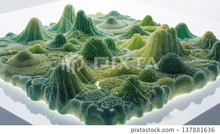 Abstract organic landscape with intricate green and yellow textures Abstract organic landscape with intricate green and yellow textures 137881636
