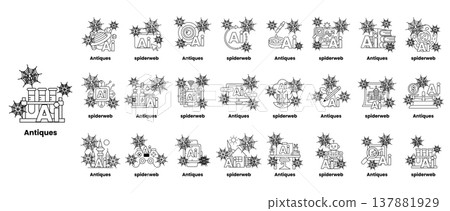 Hand-drawn vintage labels with intricate floral patterns 137881929