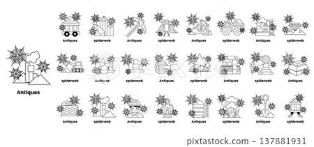 Black ink drawings show ancient architectural ruins Black ink drawings show ancient architectural ruins 137881931