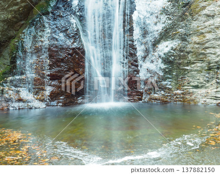 A slow-shutter photograph of the waterfall basin at Namita Fudo Falls. 137882150