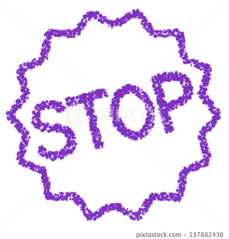 Crayon-style hand-drawn stamp-like lettering: STOP Crayon-style hand-drawn stamp-like lettering: STOP 137882436