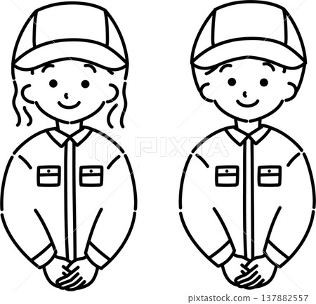 身穿工作服的人(線條畫) 身穿工作服的人(線條畫) 137882557