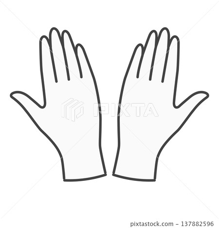 白色一次性醫用手套,雙臂伸展,設計簡潔。 白色一次性醫用手套,雙臂伸展,設計簡潔。 137882596