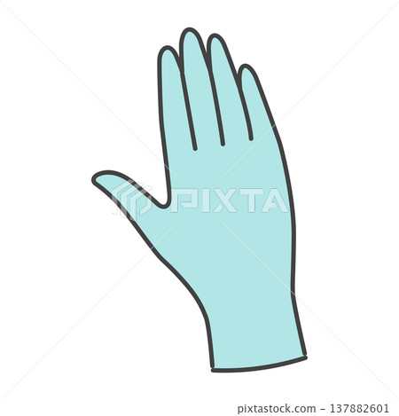 全新未使用的醫用一次性手套，單裝，淺藍色，設計簡潔。 137882601