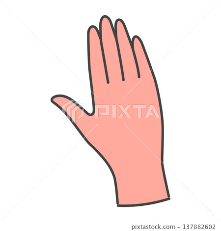 全新未使用過的醫用一次性手套，一雙，粉紅色，簡約設計。 137882602