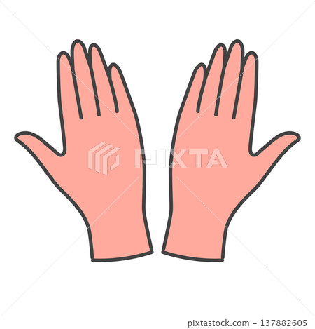 設計簡潔,雙臂伸展,粉紅色一次性醫用手套。 設計簡潔,雙臂伸展,粉紅色一次性醫用手套。 137882605