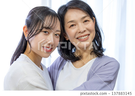 A portrait of a close mother and daughter. A portrait of a close mother and daughter. 137883145