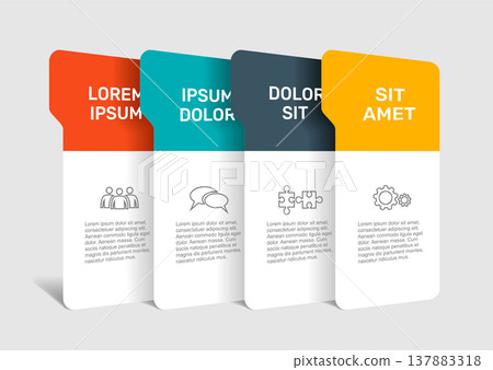 Infographic with icons, headings, and text blocks, design for business, presentation, or data visualization. Vector illustration. 137883318